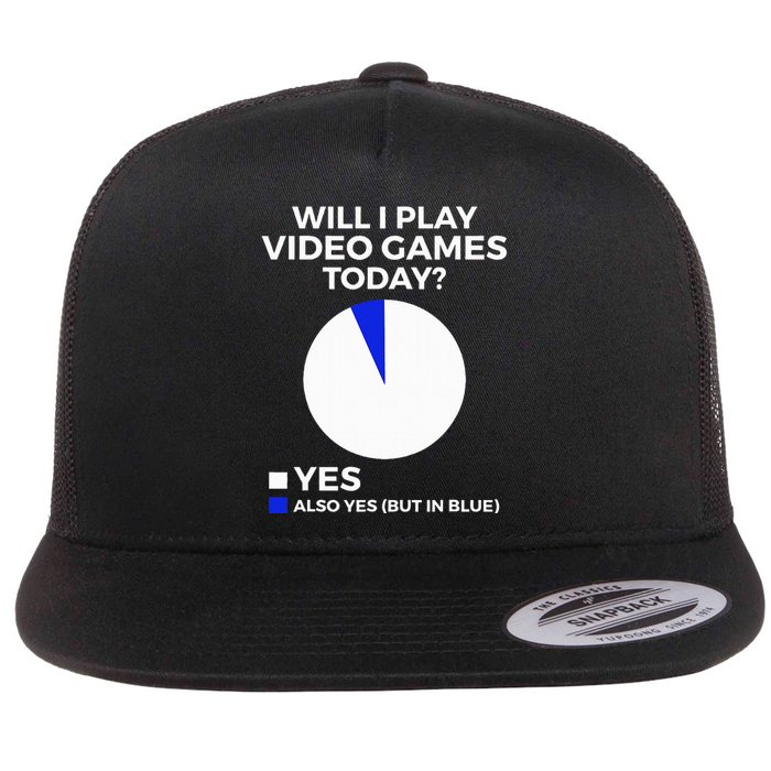 Will I Play Video Games Today Funny Gamer Gaming Flat Bill Trucker Hat