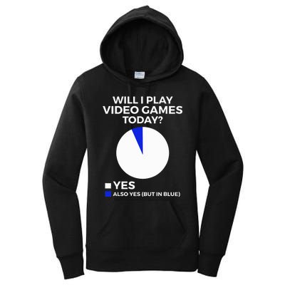 Will I Play Video Games Today Funny Gamer Gaming Women's Pullover Hoodie