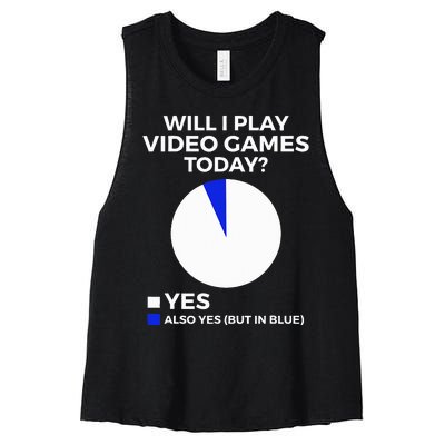 Will I Play Video Games Today Funny Gamer Gaming Women's Racerback Cropped Tank