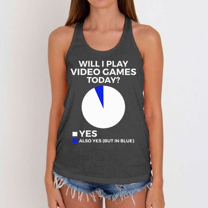 Will I Play Video Games Today Funny Gamer Gaming Women's Knotted Racerback Tank