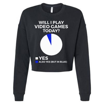 Will I Play Video Games Today Funny Gamer Gaming Cropped Pullover Crew