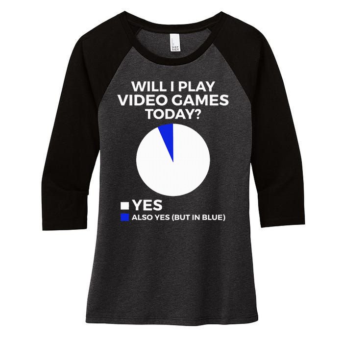 Will I Play Video Games Today Funny Gamer Gaming Women's Tri-Blend 3/4-Sleeve Raglan Shirt