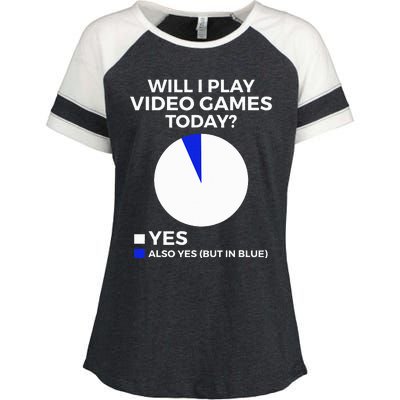 Will I Play Video Games Today Funny Gamer Gaming Enza Ladies Jersey Colorblock Tee