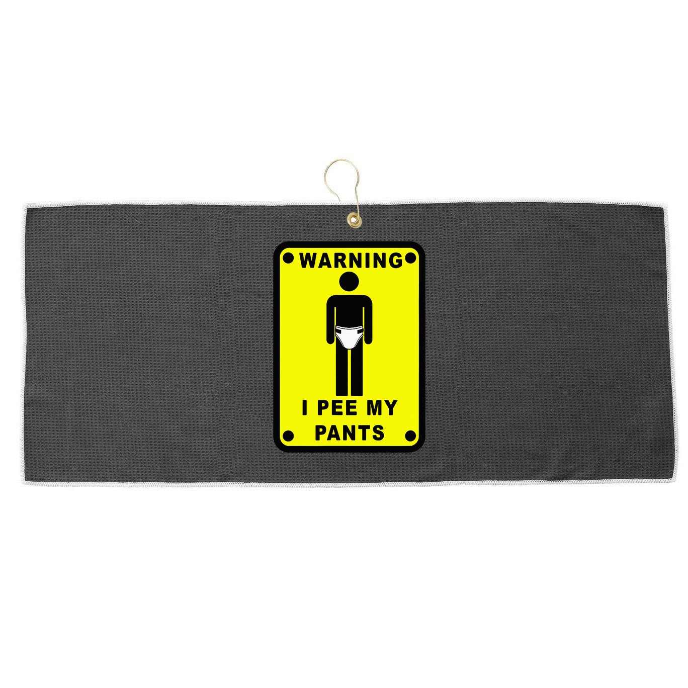 Warning I Pee My Pants Large Microfiber Waffle Golf Towel