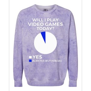 Will I Play Video Games Today Funny Gamer Gaming Colorblast Crewneck Sweatshirt