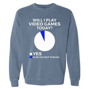 Will I Play Video Games Today Funny Gamer Gaming Garment-Dyed Sweatshirt