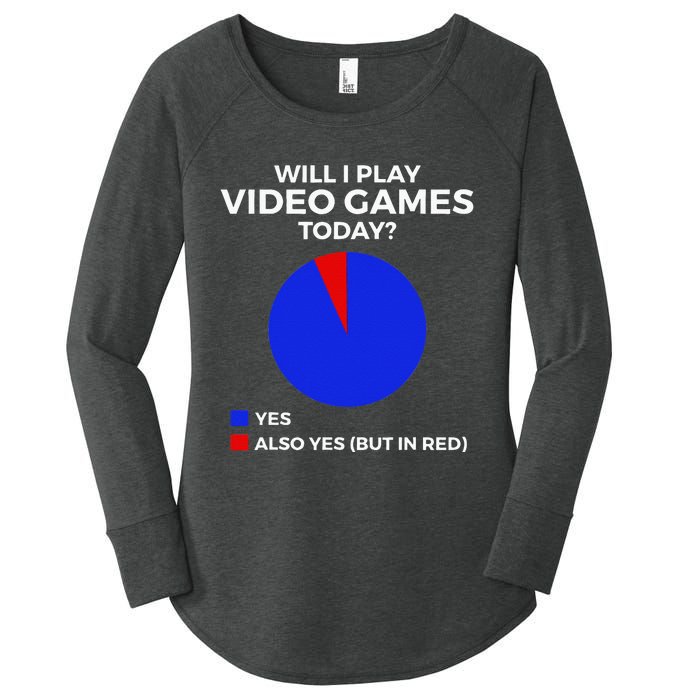 Will I Play Video Games Today Funny Gamer Gaming Women's Perfect Tri Tunic Long Sleeve Shirt