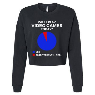 Will I Play Video Games Today Funny Gamer Gaming Cropped Pullover Crew