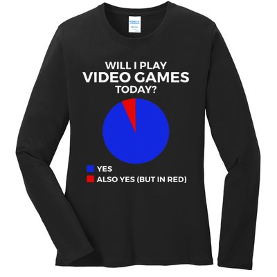 Will I Play Video Games Today Funny Gamer Gaming Ladies Long Sleeve Shirt