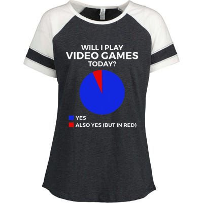 Will I Play Video Games Today Funny Gamer Gaming Enza Ladies Jersey Colorblock Tee