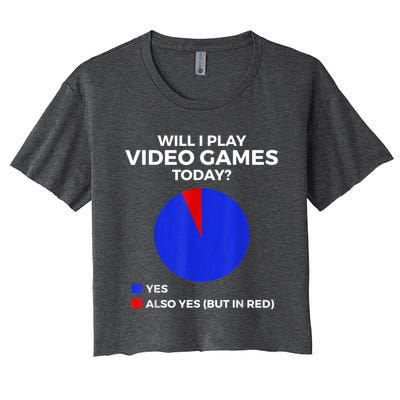 Will I Play Video Games Today Funny Gamer Gaming Short Sleeve Gift Women's Crop Top Tee