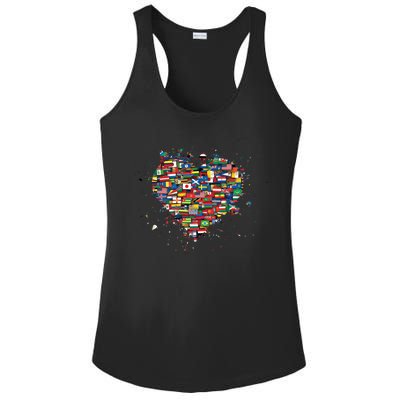 World International People Hu Flags Heart Countries Gift Ladies PosiCharge Competitor Racerback Tank