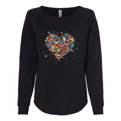 World International People Hu Flags Heart Countries Gift Womens California Wash Sweatshirt