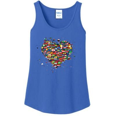 World International People Hu Flags Heart Countries Gift Ladies Essential Tank