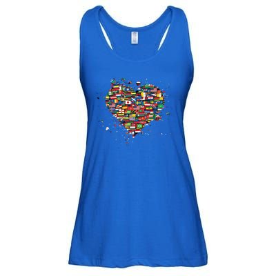 World International People Hu Flags Heart Countries Gift Ladies Essential Flowy Tank