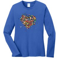 World International People Hu Flags Heart Countries Gift Ladies Long Sleeve Shirt