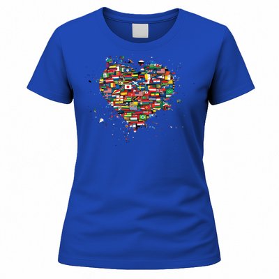 World International People Hu Flags Heart Countries Gift Women's T-Shirt