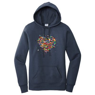 World International People Hu Flags Heart Countries Gift Women's Pullover Hoodie