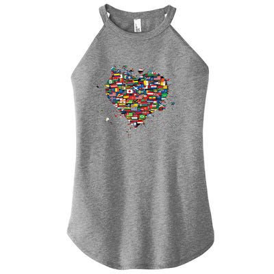 World International People Hu Flags Heart Countries Gift Women's Perfect Tri Rocker Tank