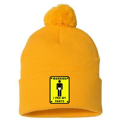 Warning I Pee My Pants Pom Pom 12in Knit Beanie