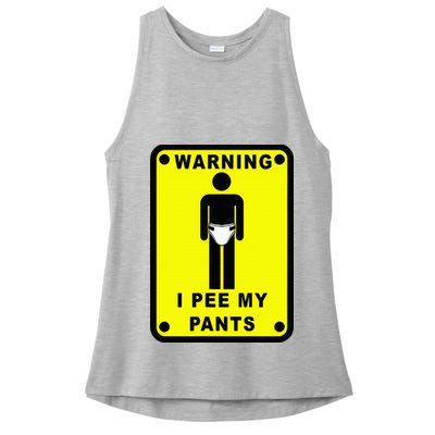 Warning I Pee My Pants Ladies PosiCharge Tri-Blend Wicking Tank
