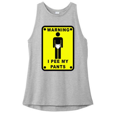 Warning I Pee My Pants Ladies PosiCharge Tri-Blend Wicking Tank