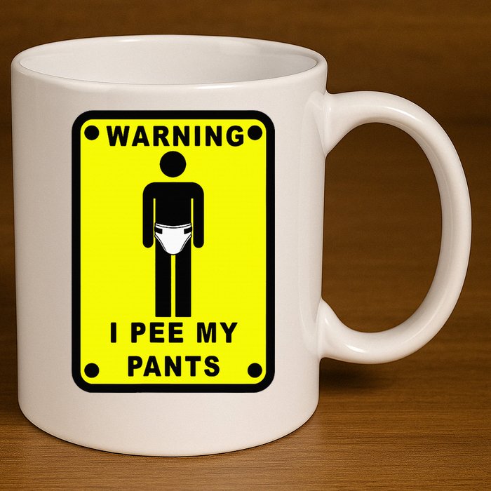 Warning I Pee My Pants 11oz C Handle Ceramic Mug