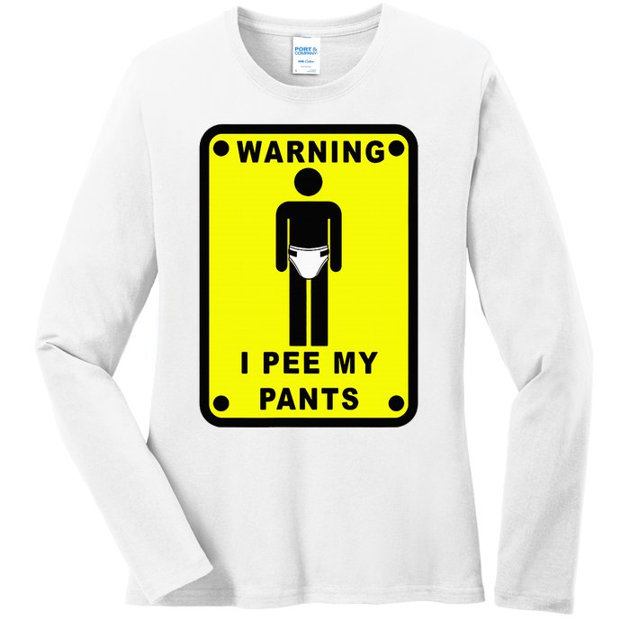 Warning I Pee My Pants Ladies Long Sleeve Shirt