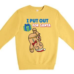 Wo's I Put Out For Santa Fun Sarcastic Gingerbread Cookie Cool Gift Premium Crewneck Sweatshirt