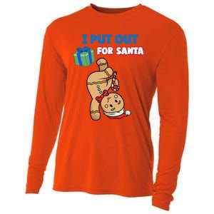 Wo's I Put Out For Santa Fun Sarcastic Gingerbread Cookie Cool Gift Cooling Performance Long Sleeve Crew