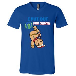 Wo's I Put Out For Santa Fun Sarcastic Gingerbread Cookie Cool Gift V-Neck T-Shirt