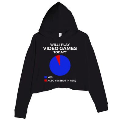 Will I Play Video Games Today Funny Gamer Gaming Short Sleeve Crop Fleece Hoodie