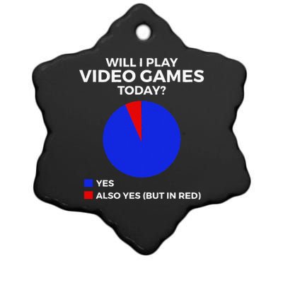 Will I Play Video Games Today Funny Gamer Gaming Short Sleeve Ceramic Star Ornament