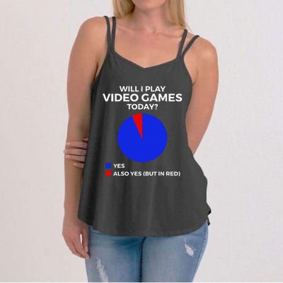 Will I Play Video Games Today Funny Gamer Gaming Short Sleeve Women's Strappy Tank