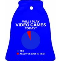 Will I Play Video Games Today Funny Gamer Gaming Short Sleeve Ceramic Bell Ornament