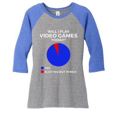 Will I Play Video Games Today Funny Gamer Gaming Short Sleeve Women's Tri-Blend 3/4-Sleeve Raglan Shirt