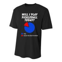 Will I Play Pickleball Today Funny Pie Chart Pickleball Youth Performance Sprint T-Shirt
