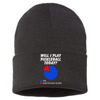 Will I Play Pickleball Today Funny Pie Chart Pickleball Sustainable Knit Beanie