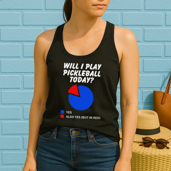 Will I Play Pickleball Today Funny Pie Chart Pickleball Womens Tank Top
