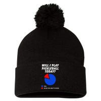 Will I Play Pickleball Today Funny Pie Chart Pickleball Pom Pom 12in Knit Beanie