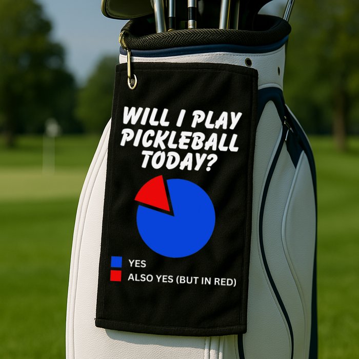 Will I Play Pickleball Today Funny Pie Chart Pickleball Golf Towel