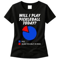 Will I Play Pickleball Today Funny Pie Chart Pickleball Womens T-Shirt