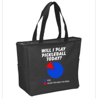 Will I Play Pickleball Today Funny Pie Chart Pickleball Zip Tote Bag