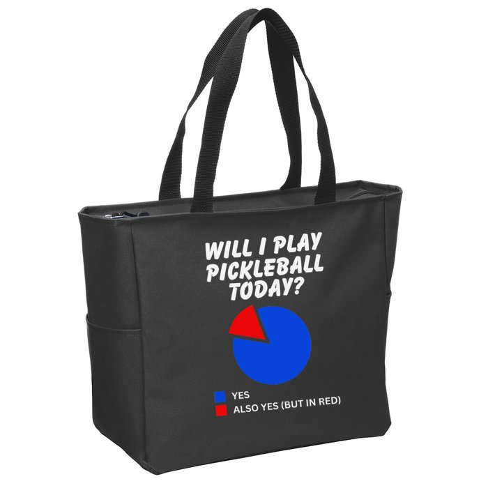 Will I Play Pickleball Today Funny Pie Chart Pickleball Zip Tote Bag