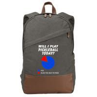 Will I Play Pickleball Today Funny Pie Chart Pickleball Cotton Canvas Backpack