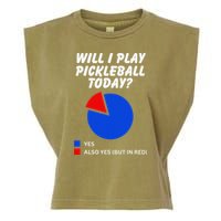 Will I Play Pickleball Today Funny Pie Chart Pickleball Garment-Dyed Women's Muscle Tee