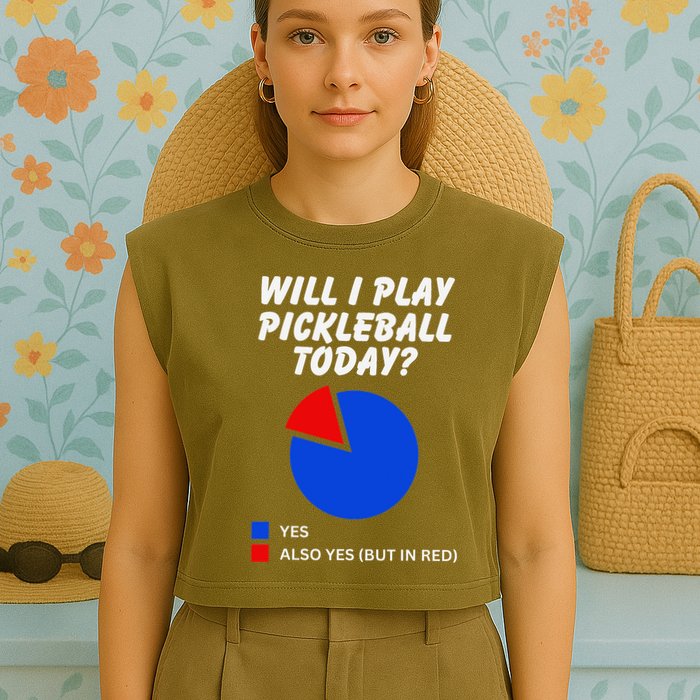 Will I Play Pickleball Today Funny Pie Chart Pickleball Garment-Dyed Women's Muscle Tee