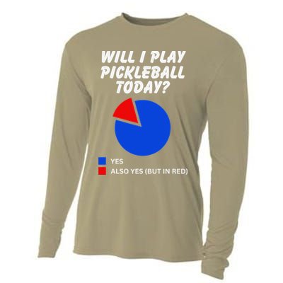 Will I Play Pickleball Today Funny Pie Chart Pickleball Cooling Performance Long Sleeve Crew