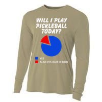 Will I Play Pickleball Today Funny Pie Chart Pickleball Cooling Performance Long Sleeve Crew