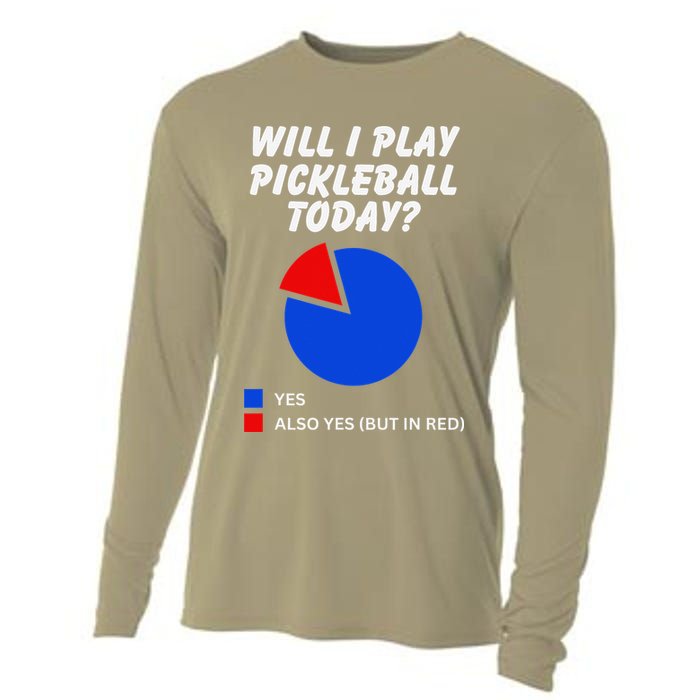 Will I Play Pickleball Today Funny Pie Chart Pickleball Cooling Performance Long Sleeve Crew